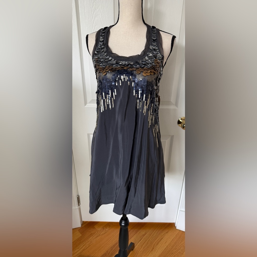 Rebecca Taylor Beaded Silk Dress Anthracite Gray Size 6 *NWT Nordstrom